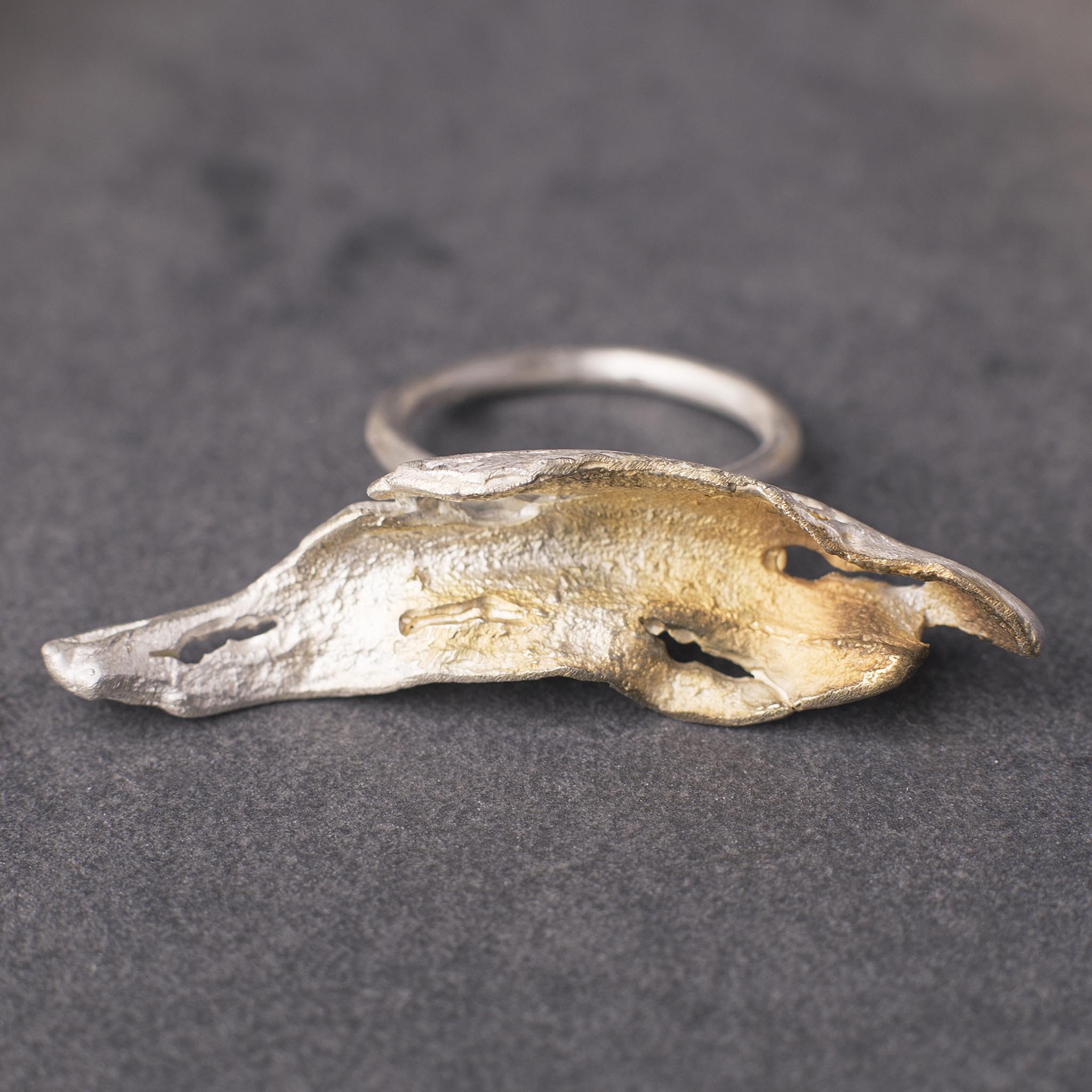 Sculptural Ring in Sterling Silver & Gold-Plate